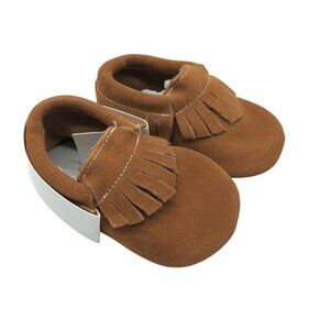 Pidoli Toddler Boys Girls Moccasins Faux Suede Soft Sole Fringe Brown Size 3